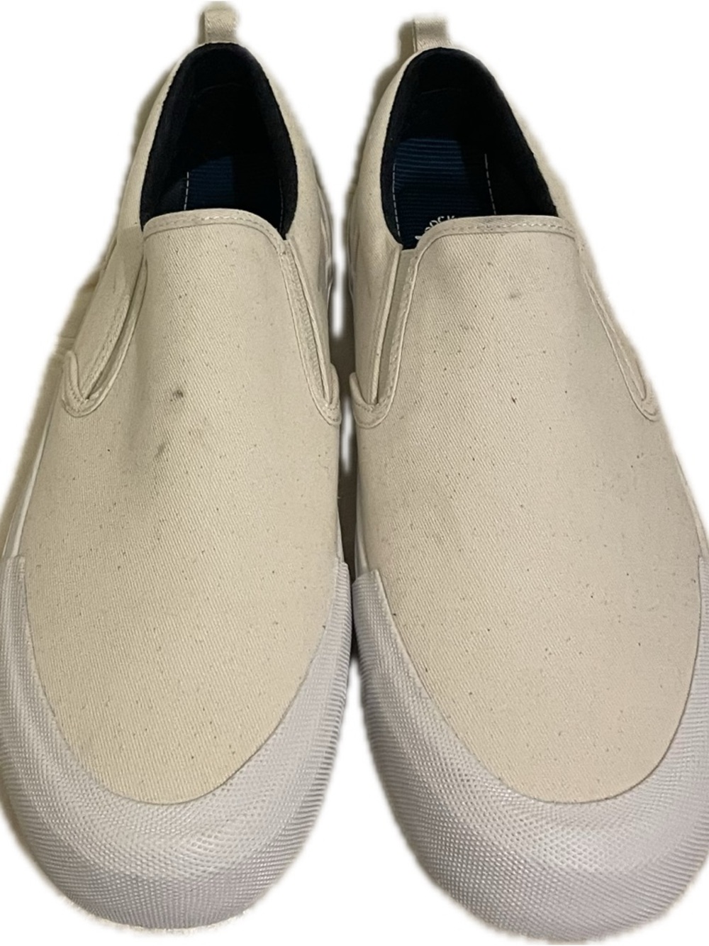 NWOT Dockers Canvas Slip-On Shoes Cream Men’s Size 11 w-Spot